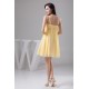 A-Line Knee-Length Sequins Chiffon Sleeveless Short Yellow Bridesmaid Dresses Maternity Dresses 02010415