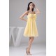 A-Line Knee-Length Sequins Chiffon Sleeveless Short Yellow Bridesmaid Dresses Maternity Dresses 02010415