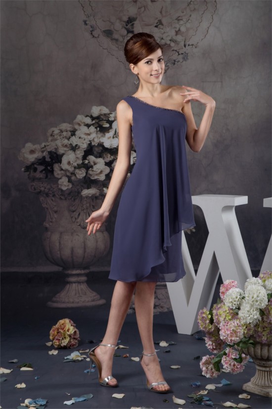 Knee-Length Sleeveless One-Shoulder Beading Short Bridesmaid Dresses 02010417 Knee-Length Sleeveless One-Shoulder Beading Short Bridesmaid Dresses 02010417