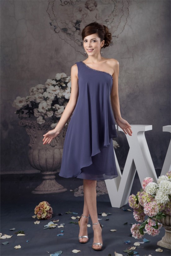 Knee-Length Sleeveless One-Shoulder Beading Short Bridesmaid Dresses 02010417 Knee-Length Sleeveless One-Shoulder Beading Short Bridesmaid Dresses 02010417
