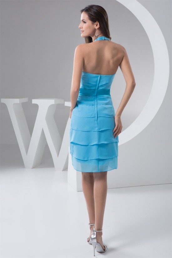 Sheath/Column Sleeveless Beading Knee-Length Short Blue Bridesmaid Dresses 02010423 Sheath/Column Sleeveless Beading Knee-Length Short Blue Bridesmaid Dresses 02010423