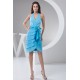 Sheath/Column Sleeveless Beading Knee-Length Short Blue Bridesmaid Dresses 02010423 Sheath/Column Sleeveless Beading Knee-Length Short Blue Bridesmaid Dresses 02010423