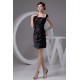 Silk like Satin Short/Mini Sleeveless Straps Short Black Bridesmaid Dresses 02010431