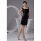 Silk like Satin Short/Mini Sleeveless Straps Short Black Bridesmaid Dresses 02010431