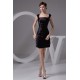 Silk like Satin Short/Mini Sleeveless Straps Short Black Bridesmaid Dresses 02010431