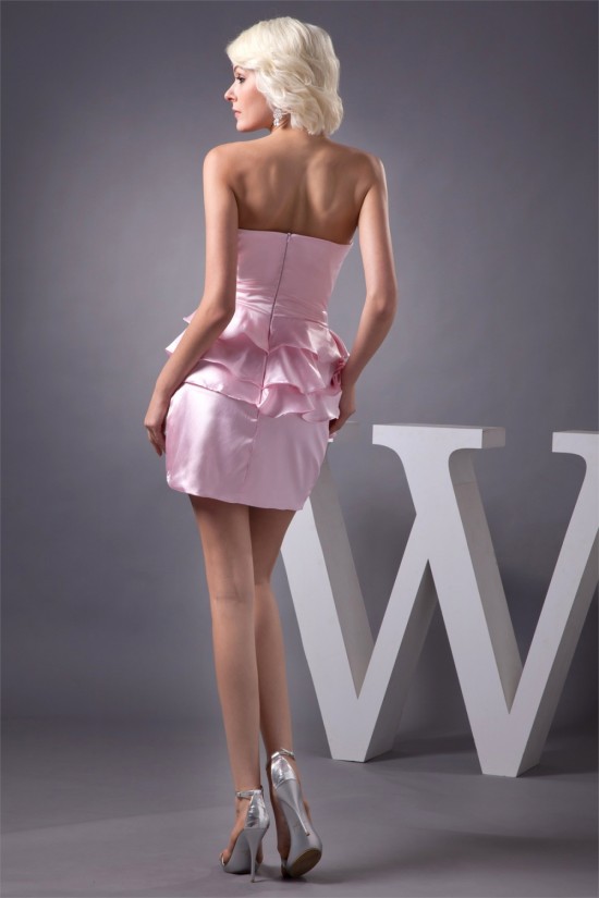 Sleeveless Handmade Flowers Short/Mini Pink Bridesmaid Dresses 02010436 Sleeveless Handmade Flowers Short/Mini Pink Bridesmaid Dresses 02010436