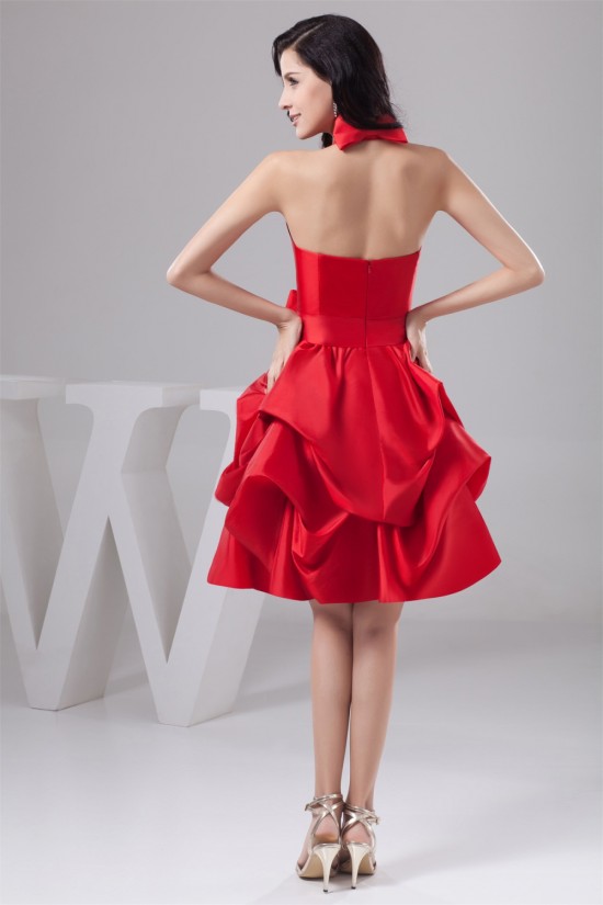 Taffeta Bows Halter A-Line Knee-Length Short Red Bridesmaid Dresses 02010446 Taffeta Bows Halter A-Line Knee-Length Short Red Bridesmaid Dresses 02010446