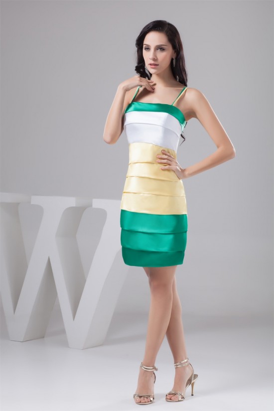 Tiered Sheath/Column Silk like Satin Sleeveless Bridesmaid Dresses 02010447