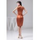 V-Neck Knee-Length Silk like Satin Sheath/Column Short Bridesmaid Dresses 02010448