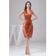 V-Neck Knee-Length Silk like Satin Sheath/Column Short Bridesmaid Dresses 02010448