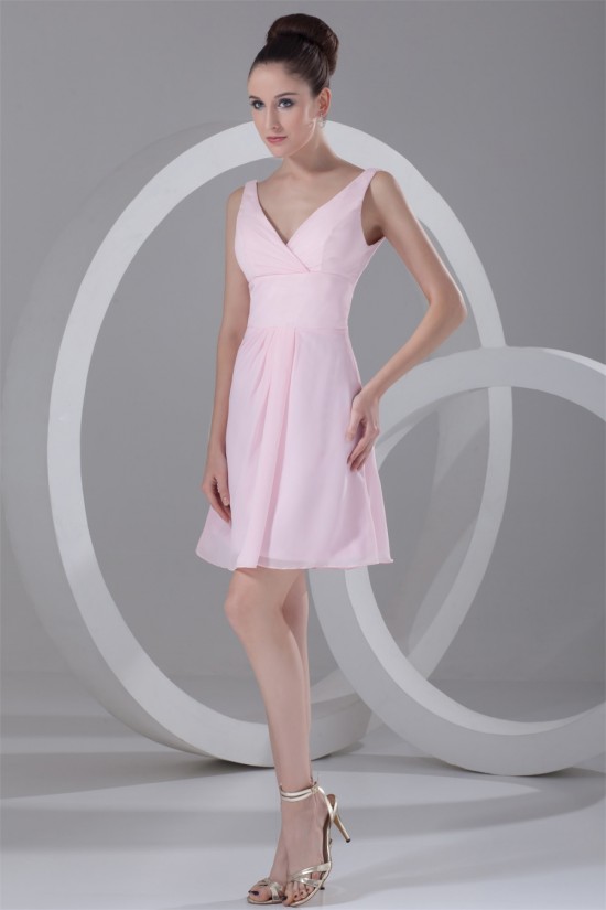 A-Line Ruffles Short/Mini Sleeveless V-Neck Best Short Pink Bridesmaid Dresses 02010456 A-Line Ruffles Short/Mini Sleeveless V-Neck Best Short Pink Bridesmaid Dresses 02010456