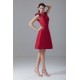 Buckle A-Line V-Neck Short Red Bridesmaid Dresses 02010467