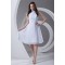 A-Line Chiffon Sleeveless Handmade Flowers Short White Bridesmaid Dresses 02010476