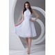 A-Line Chiffon Sleeveless Handmade Flowers Short White Bridesmaid Dresses 02010476 A-Line Chiffon Sleeveless Handmade Flowers Short White Bridesmaid Dresses 02010476