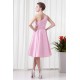 A-Line Handmade Flowers One-Shoulder Short Pink Bridesmaid Dresses 02010483