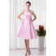 A-Line Handmade Flowers One-Shoulder Short Pink Bridesmaid Dresses 02010483