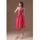 Handmade Flowers Knee-Length A-Line Taffeta Short Bridesmaid Dresses 02010484
