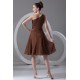 Pleats Tea Length Sheath/Column Chiffon One-Shoulder Short Bridesmaid Dresses 02010505