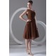 Pleats Tea Length Sheath/Column Chiffon One-Shoulder Short Bridesmaid Dresses 02010505