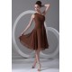 Pleats Tea Length Sheath/Column Chiffon One-Shoulder Short Bridesmaid Dresses 02010505