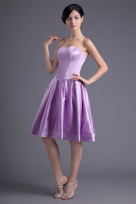 Ruffles Sweetheart Sleeveless Satin Knee-Length Bridesmaid Dresses 02010508 Ruffles Sweetheart Sleeveless Satin Knee-Length Bridesmaid Dresses 02010508
