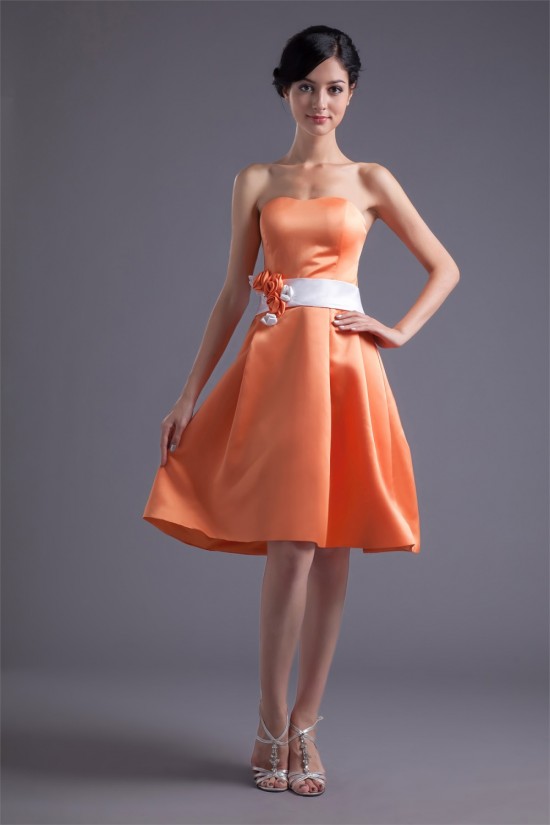 A-Line Satin Knee-Length Soft Sleeveless Short Bridesmaid Dresses 02010512 A-Line Satin Knee-Length Soft Sleeveless Short Bridesmaid Dresses 02010512