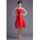 A-Line Handmade Flowers Short Red Bridesmaid Dresses 02010513