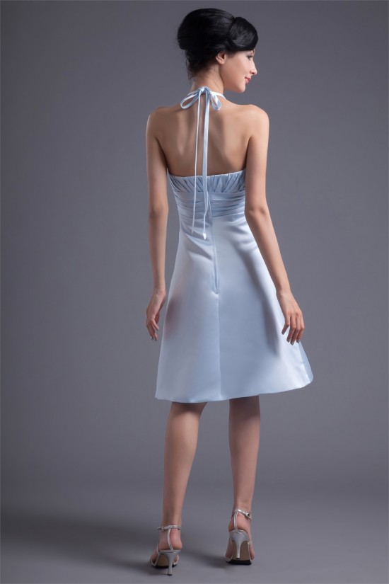 Satin Pleats Knee-Length Sleeveless Halter Bridesmaid Dresses 02010514 Satin Pleats Knee-Length Sleeveless Halter Bridesmaid Dresses 02010514