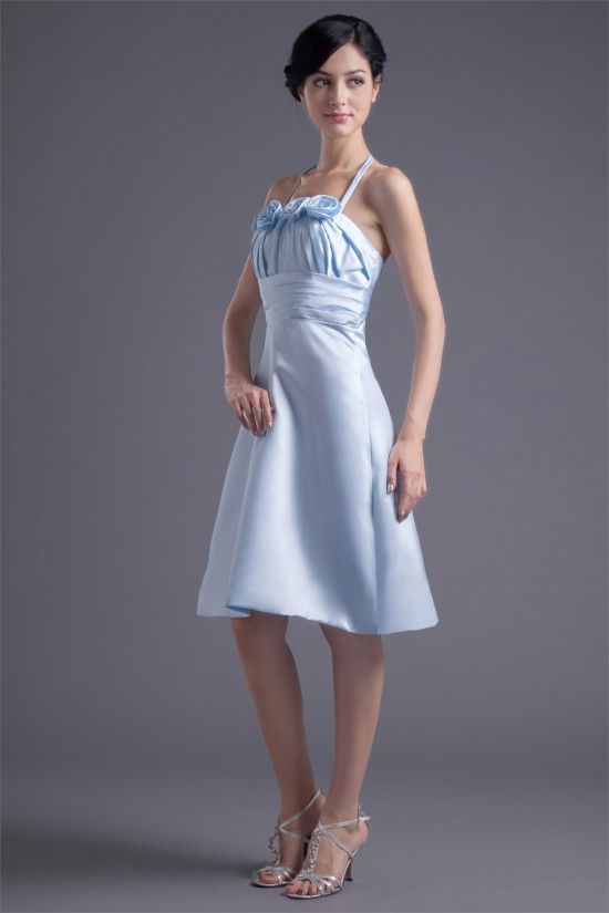 Satin Pleats Knee-Length Sleeveless Halter Bridesmaid Dresses 02010514 Satin Pleats Knee-Length Sleeveless Halter Bridesmaid Dresses 02010514