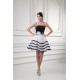 Short/Mini A-Line Satin Organza Handmade Flowers Black White Bridesmaid Dresses 02010517 Short/Mini A-Line Satin Organza Handmade Flowers Black White Bridesmaid Dresses 02010517