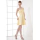A-Line Short/Mini Sleeveless Bows Satin One-Shoulder Yellow Bridesmaid Dresses 02010521
