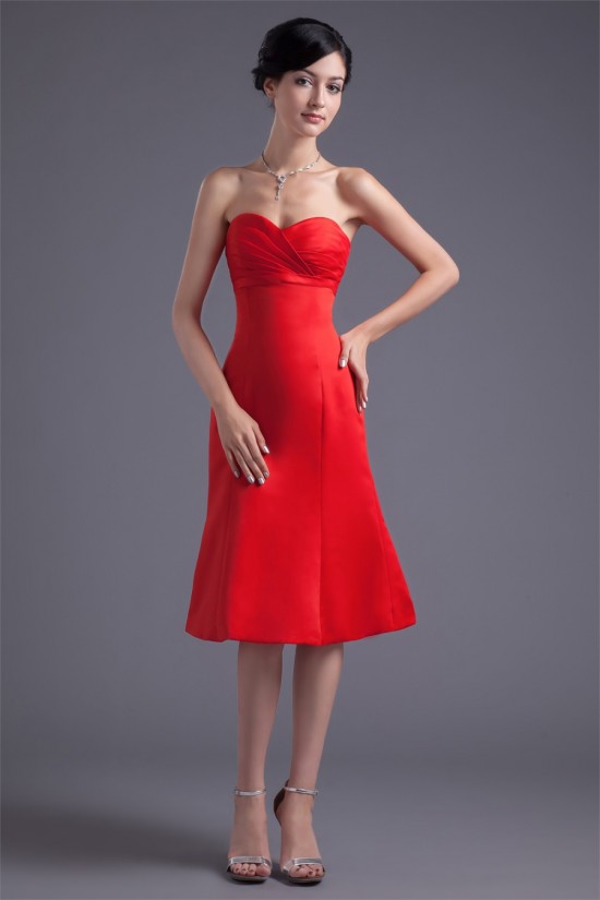 Sleeveless Knee-Length Satin A-Line Short Red Sweetheart Bridesmaid Dresses 02010527 Sleeveless Knee-Length Satin A-Line Short Red Sweetheart Bridesmaid Dresses 02010527