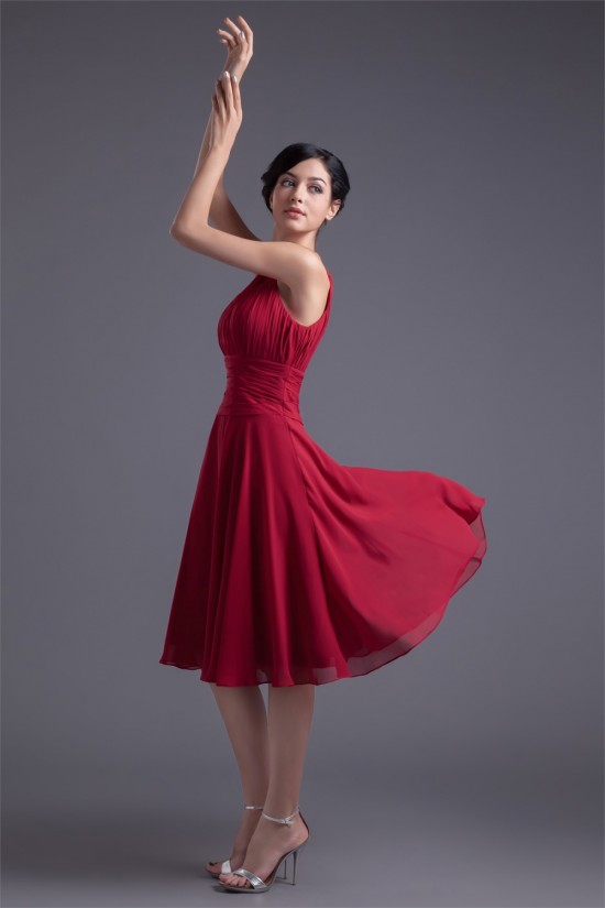 Sleeveless Knee-Length Scoop Chiffon Bridesmaid Dresses 02010528