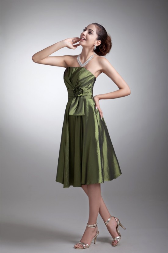 Handmade Flowers Taffeta Sleeveless Short Bridesmaid Dresses 02010544 Handmade Flowers Taffeta Sleeveless Short Bridesmaid Dresses 02010544