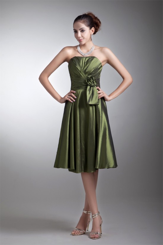 Handmade Flowers Taffeta Sleeveless Short Bridesmaid Dresses 02010544 Handmade Flowers Taffeta Sleeveless Short Bridesmaid Dresses 02010544