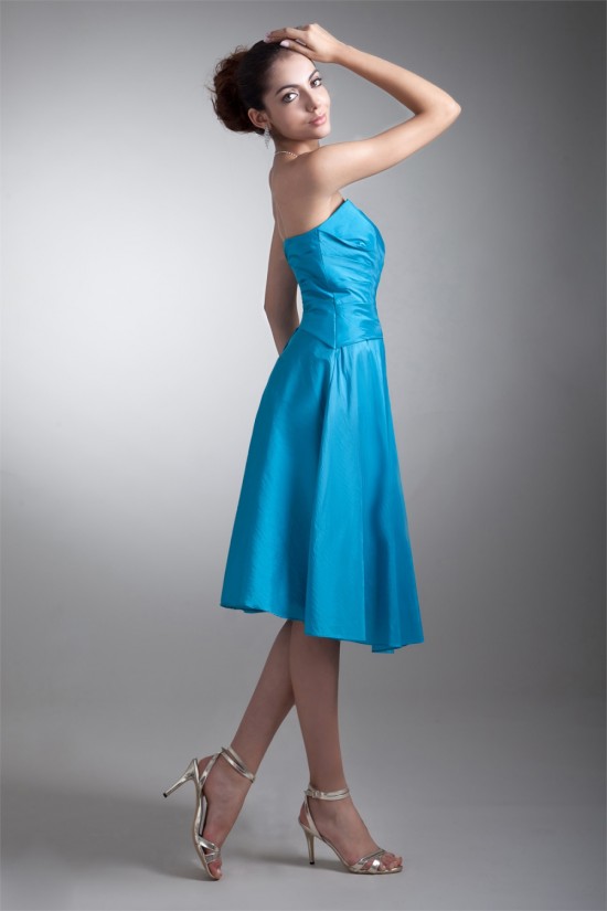 Tea Length Pleats Strapless Sleeveless A-Line Bridesmaid Dresses 02010545 Tea Length Pleats Strapless Sleeveless A-Line Bridesmaid Dresses 02010545