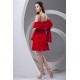 V-Neck Chiffon Sleeveless Short Red Beaded Bridesmaid Dresses 02010548
