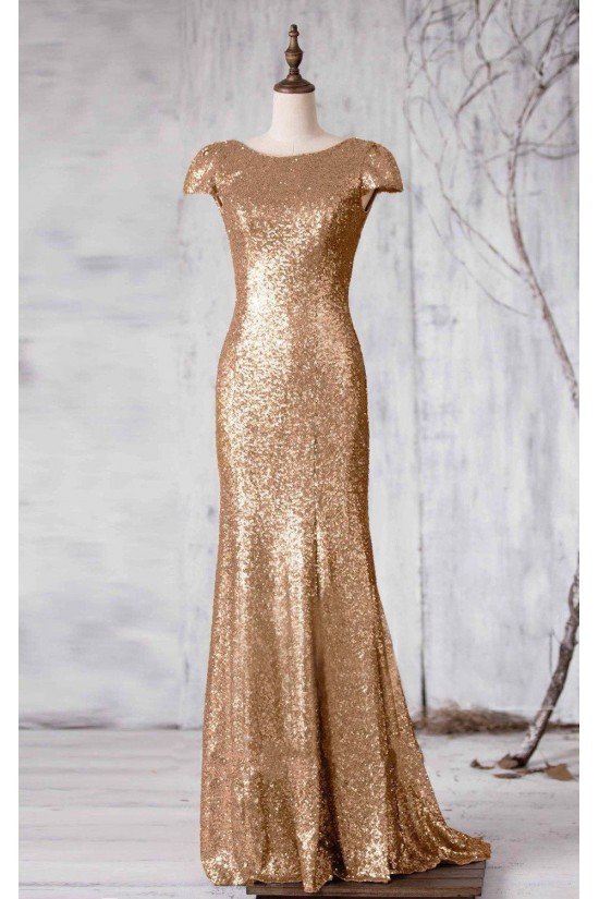 Latest Sequins Cap-Sleeves Silver Long Bridesmaid Dresses 3010001 Latest Sequins Cap-Sleeves Silver Long Bridesmaid Dresses 3010001