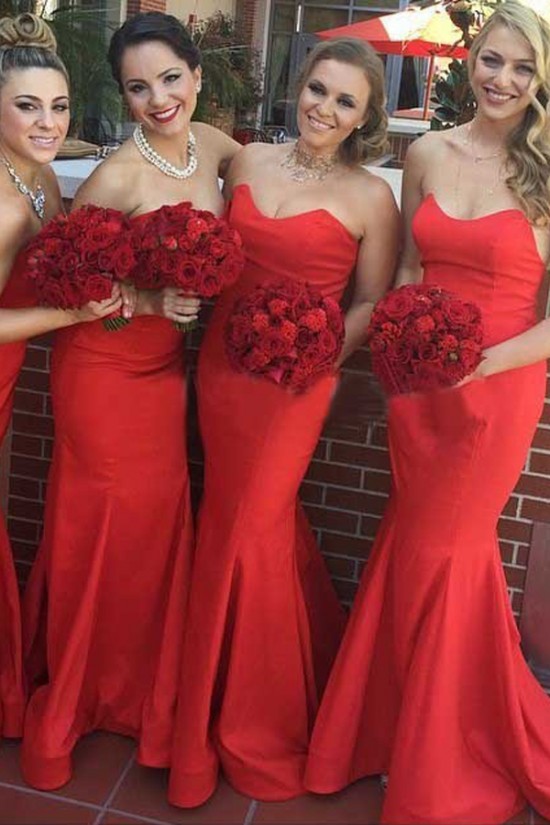 Trumpet/Mermaid Long Red Bridesmaid Dresses 3010003 Trumpet/Mermaid Long Red Bridesmaid Dresses 3010003
