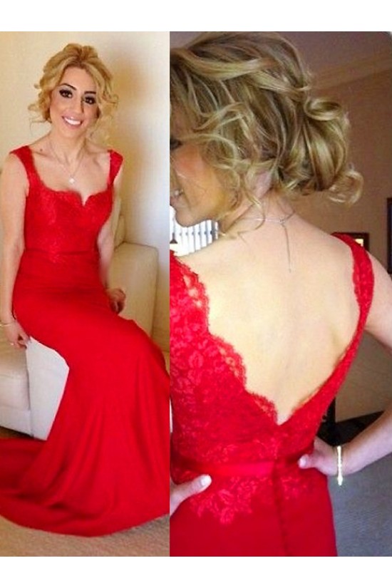 Long Red Straps Lace Evening Prom Bridesmaid Dresses 3010011 Long Red Straps Lace Evening Prom Bridesmaid Dresses 3010011
