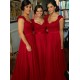 A-Line Cap-Sleeves Lace Chiffon Long Bridesmaid Dresses 3010014 A-Line Cap-Sleeves Lace Chiffon Long Bridesmaid Dresses 3010014