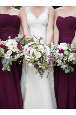 Long Purple Sweetheart Chiffon Floor-Length Bridesmaid Dresses 3010016