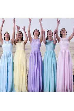 Cap-Sleeves Lace Long Bridesmaid Dresses 3010020