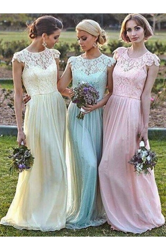Cap-Sleeves Lace Long Bridesmaid Dresses 3010020 Cap-Sleeves Lace Long Bridesmaid Dresses 3010020