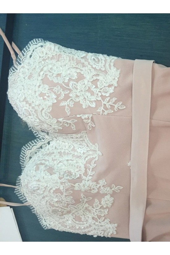 Trumpet/Mermaid Sweetheart Lace Long Pink Bridesmaid Dresses 3010026