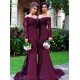 Long Sleeves Off-the-Shoulder Lace Purple Mermaid Wedding Party Dresses Bridesmaid Dresses 3010030