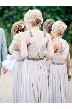 Floor-Length Beaded Long Chiffon Wedding Party Dresses Bridesmaid Dresses 3010033