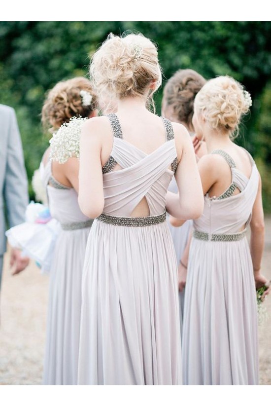 Floor-Length Beaded Long Chiffon Wedding Party Dresses Bridesmaid Dresses 3010033