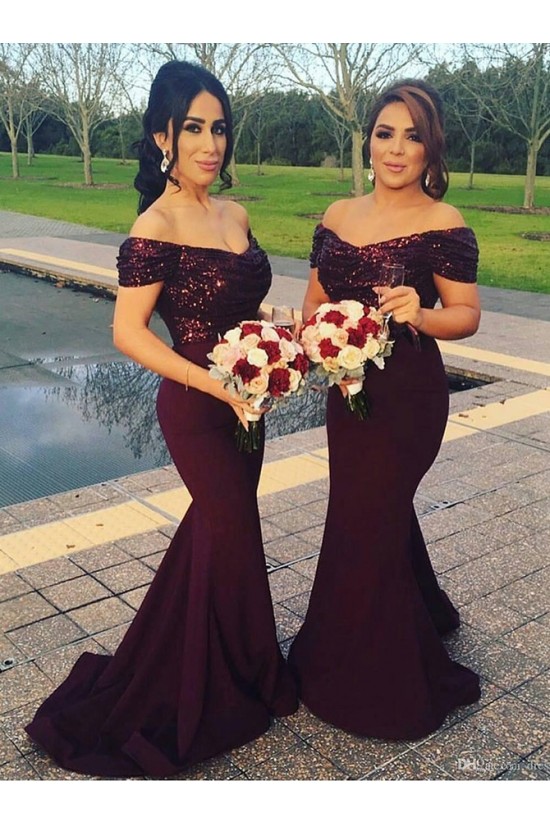 Trumpet/Mermaid Off-the-Shoulder Sequins Long Purple Wedding Party Dresses Bridesmaid Dresses 3010050 Trumpet/Mermaid Off-the-Shoulder Sequins Long Purple Wedding Party Dresses Bridesmaid Dresses 3010050