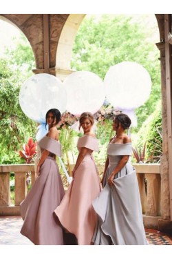 A-Line Off-the-Shoulder High Low Wedding Party Dresses Bridesmaid Dresses 3010058
